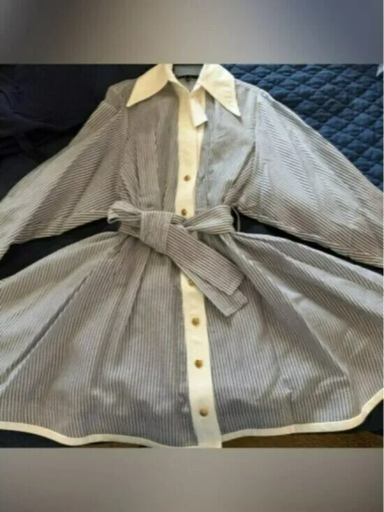 NWT Zimmermann Illustration Tuck Striped Cotton-Silk Mini Dress - Picture 3 of 6